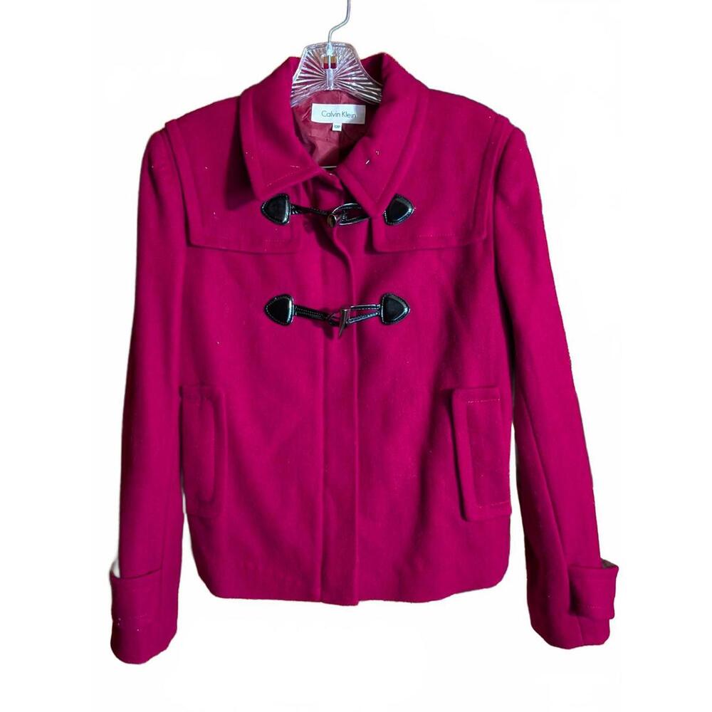 Calvin Klein Women's Red Peacoat - Stylish and Warm